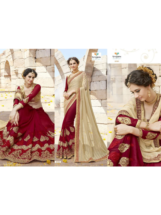 Designer Elegant Red & Gold Saree with beautiful embroidery work