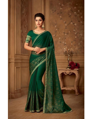 Gorgeous Elegant Deep Green Saree (Immediate Shipping!)