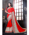 Designer Stunning Red & Gold Premium Saree