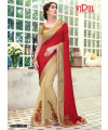 Designer Red & Gold Beige elegant embroidered Saree