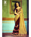 Designer Gold & Coffee Brown Polka Dot Saree with elegant embroidery (Immediate Dispatch!)