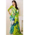 Designer Modern Printed Green Blue Saree