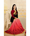 Designer Black Fall with maroon embroidery